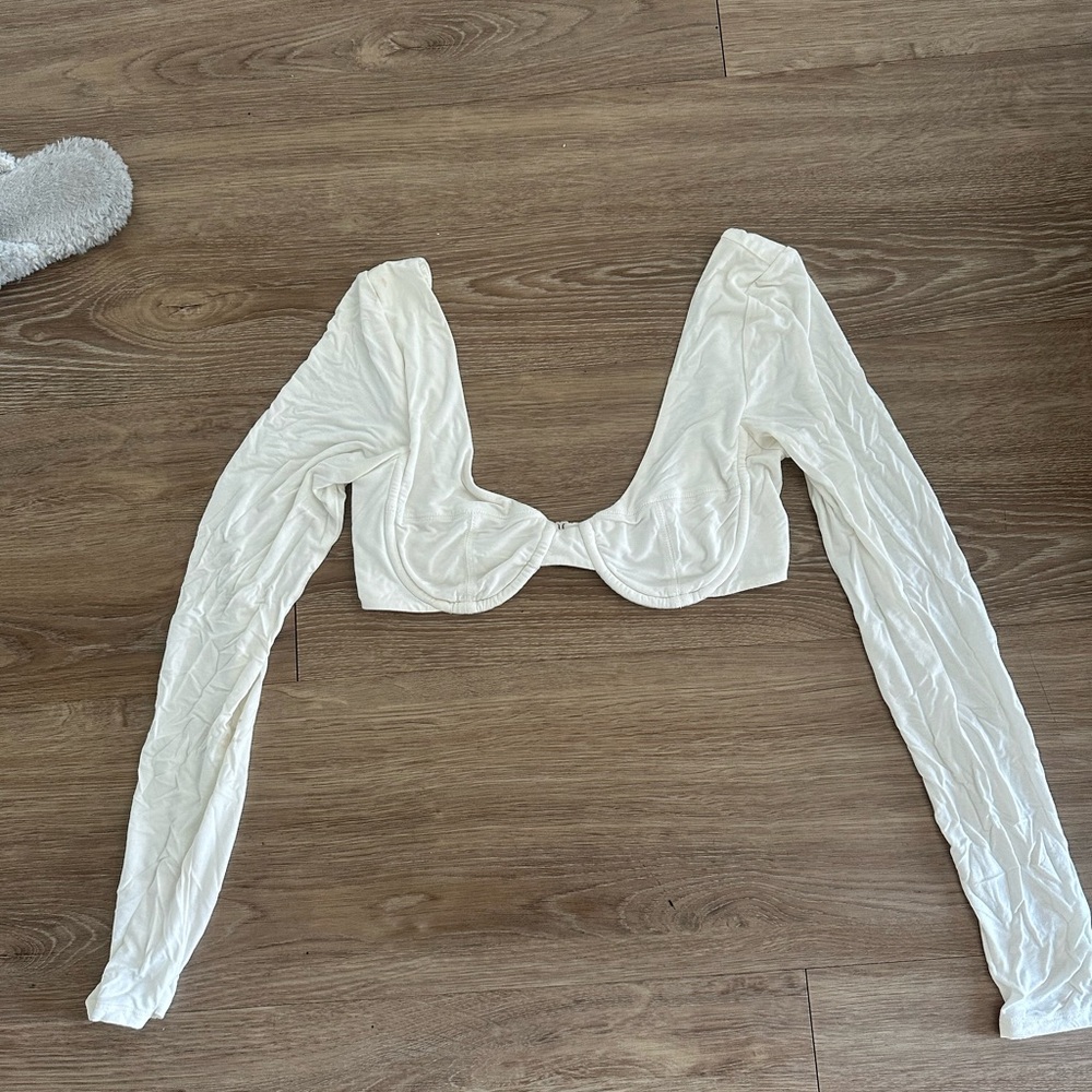 NBD White Corset Long Sleeve Top